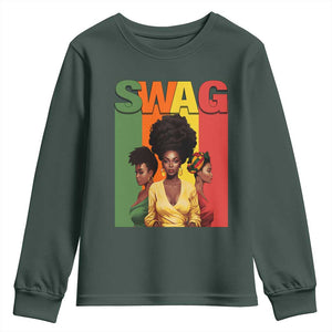 Black History Month Swag Melanin Queen Youth Sweatshirt TS09 Dark Forest Green Print Your Wear