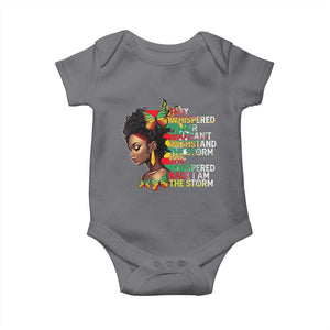 African Women Black History Month Baby Onesie She Whispered Back I Am The Storm TS09 Charcoal Print Your Wear