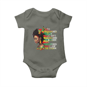 African Women Black History Month Baby Onesie She Whispered Back I Am The Storm TS09 Military Green Print Your Wear