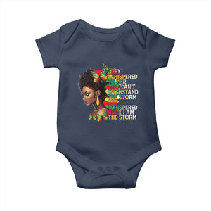 African Women Black History Month Baby Onesie She Whispered Back I Am The Storm TS09 Navy Print Your Wear