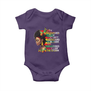 African Women Black History Month Baby Onesie She Whispered Back I Am The Storm TS09 Purple Print Your Wear