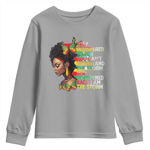 African Women Black History Month Youth Sweatshirt She Whispered Back I Am The Storm TS09 Sport Gray Print Your Wear