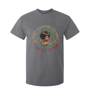 Melanin Women Black History Month T Shirt For Kid Dragon Fly She Whispered Back I Am The Storm TS09 Charcoal Print Your Wear