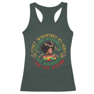Melanin Women Black History Month Racerback Tank Top Dragon Fly She Whispered Back I Am The Storm TS09 Dark Forest Green Print Your Wear