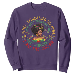 Black History Month Sweatshirt Dragon Fly African Women She Whispered Back I Am The Storm TS09 Purple Printyourwear