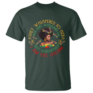 Black History Month T Shirt Dragon Fly African Women She Whispered Back I Am The Storm TS09 Dark Forest Green Printyourwear