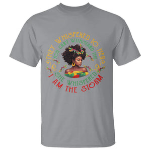 Black History Month T Shirt Dragon Fly African Women She Whispered Back I Am The Storm TS09 Sport Gray Printyourwear