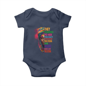 African Women Black History Month Baby Onesie She Whispered Back I Am The Storm Black Women Pride TS09 Navy Print Your Wear