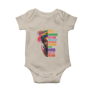 African Women Black History Month Baby Onesie She Whispered Back I Am The Storm Black Women Pride TS09 Sand Print Your Wear