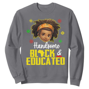 Handsome Black And Educated I Am The Strong African King Boy Sweatshirt TS09 Charcoal Printyourwear