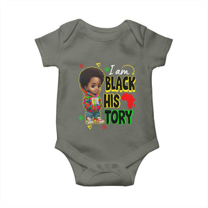 Handsome Kids Boys I Am Black History Month Baby Onesie TS09 Military Green Print Your Wear