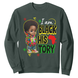 Handsome Kids Boys I Am Black History Month Sweatshirt TS09 Dark Forest Green Printyourwear