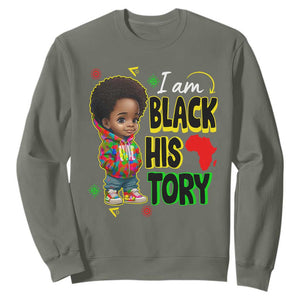 Handsome Kids Boys I Am Black History Month Sweatshirt TS09 Military Green Printyourwear