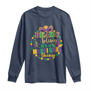 Beads And Bling It's A Mardi Gras Thing Long Sleeve Shirt TS09 Navy Print Your Wear