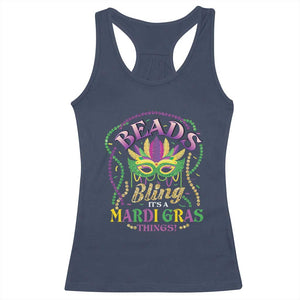 Beads And Bling It's A Mardi Gras Thing New Orleans Racerback Tank Top TS09 Navy Print Your Wear