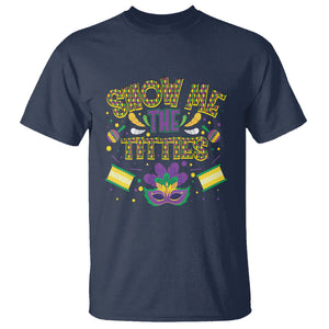 Mardi Gras T Shirt Show Me The Titties Funny Party TS09 Navy Printyourwear