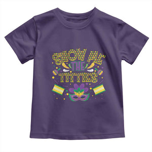 Mardi Gras Toddler T Shirt Show Me The Titties Funny Party TS09 Purple Print Your Wear
