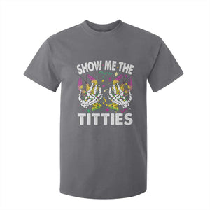 Mardi Gras T Shirt For Kid Show Me The Titties Funny Skeleton Crawfish TS09 Charcoal Print Your Wear