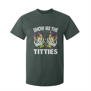 Mardi Gras T Shirt For Kid Show Me The Titties Funny Skeleton Crawfish TS09 Dark Forest Green Print Your Wear