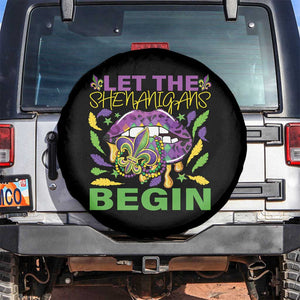 Mardi Gras Spare Tire Cover Let The Shenanigans Begin Leopard Lips TS09 No hole Black Print Your Wear
