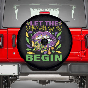 Mardi Gras Spare Tire Cover Let The Shenanigans Begin Leopard Lips TS09 Black Print Your Wear