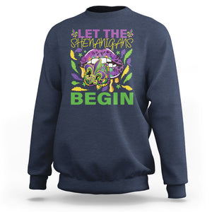 Mardi Gras Sweatshirt Let The Shenanigans Begin Leopard Lips TS09 Navy Printyourwear