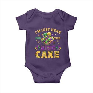 Funny Mardi Gras Baby Onesie I'm Just Here For The King Cake TS09 Purple Print Your Wear