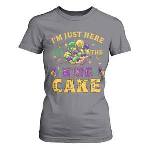 Funny Mardi Gras T Shirt For Women I'm Just Here For The King Cake TS09 Charcoal Print Your Wear