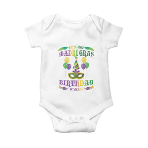 Funny It's My Mardi Gras Birthday Y'all Baby Onesie TS09 White Print Your Wear