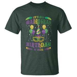 Funny It's My Mardi Gras Birthday Y'all T Shirt TS09 Dark Forest Green Printyourwear