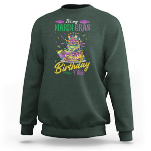 Funny It's My Mardi Gras Birthday Y'all Sweatshirt TS09 Dark Forest Green Printyourwear
