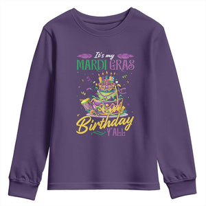 It's My Mardi Gras Birthday Y'all Funny Youth Sweatshirt TS09 Purple Print Your Wear