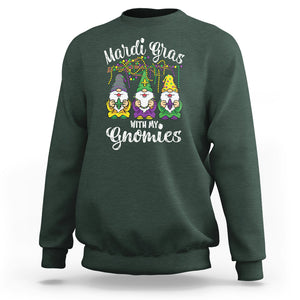 Mardi Gras With My Gnomies Funny Gnomes Squad Sweatshirt TS09 Dark Forest Green Printyourwear