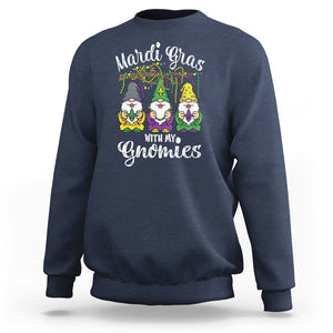 Mardi Gras With My Gnomies Funny Gnomes Squad Sweatshirt TS09 Navy Printyourwear