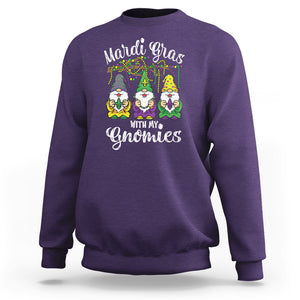 Mardi Gras With My Gnomies Funny Gnomes Squad Sweatshirt TS09 Purple Printyourwear