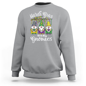 Mardi Gras With My Gnomies Funny Gnomes Squad Sweatshirt TS09 Sport Gray Printyourwear