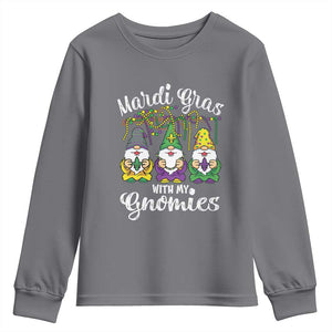 Mardi Gras With My Gnomies Funny Gnomes Squad Youth Sweatshirt TS09 Charcoal Print Your Wear