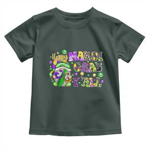 Happy Mardi Gras Y'all Cute Gnome Fat Tuesday Toddler T Shirt TS09 Dark Forest Green Print Your Wear