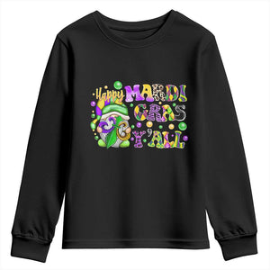 Happy Mardi Gras Y'all Cute Gnome Fat Tuesday Youth Sweatshirt TS09 Black Print Your Wear