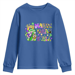 Happy Mardi Gras Y'all Cute Gnome Fat Tuesday Youth Sweatshirt TS09 Royal Blue Print Your Wear