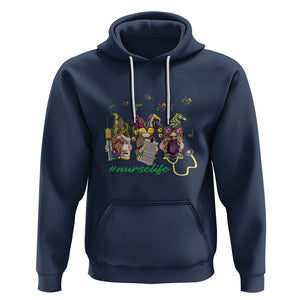 Mardi Gras Hoodie Jester Gnomes Nurse RN ICU NICU ER Scrub TS09 Navy Printyourwear