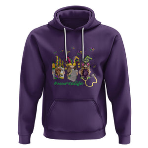 Mardi Gras Hoodie Jester Gnomes Nurse RN ICU NICU ER Scrub TS09 Purple Printyourwear