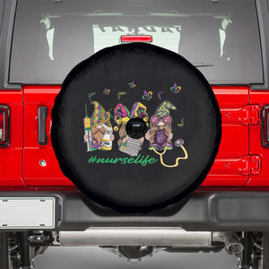 Mardi Gras Spare Tire Cover Jester Gnomes Nurse RN ICU NICU ER Scrub TS09 Black Print Your Wear