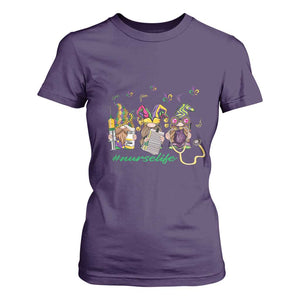 Mardi Gras T Shirt For Women Jester Gnomes Nurse RN ICU NICU ER Scrub TS09 Purple Print Your Wear