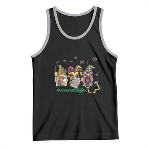 Mardi Gras Tank Top Jester Gnomes Nurse RN ICU NICU ER Scrub TS09 Black Athletic Heather Print Your Wear