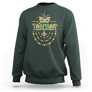 Mardi Gras Teacher Fat Tuesday New Orleans Sweatshirt TS09 Dark Forest Green Printyourwear