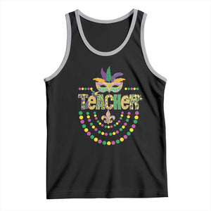 Mardi Gras Teacher Fat Tuesday New Orleans Tank Top TS09 Black Athletic Heather Print Your Wear