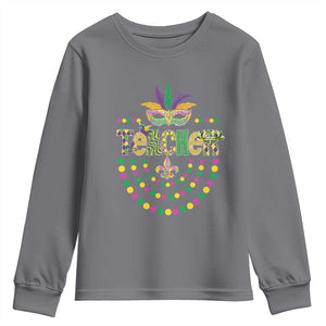Mardi Gras Teacher Fat Tuesday New Orleans Youth Sweatshirt TS09 Charcoal Print Your Wear