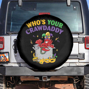 Mardi Gras Spare Tire Cover Who's Your Crawdaddy Funny Crawfish Jester Beads TS09 No hole Black Print Your Wear