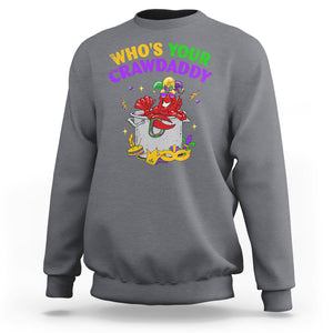 Mardi Gras Sweatshirt Who's Your Crawdaddy Funny Crawfish Jester Beads TS09 Charcoal Printyourwear